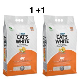 מבצע חול מתגבש לחתולים CAT'S WHITE בניחוח תפוזים 10+10 ליטר