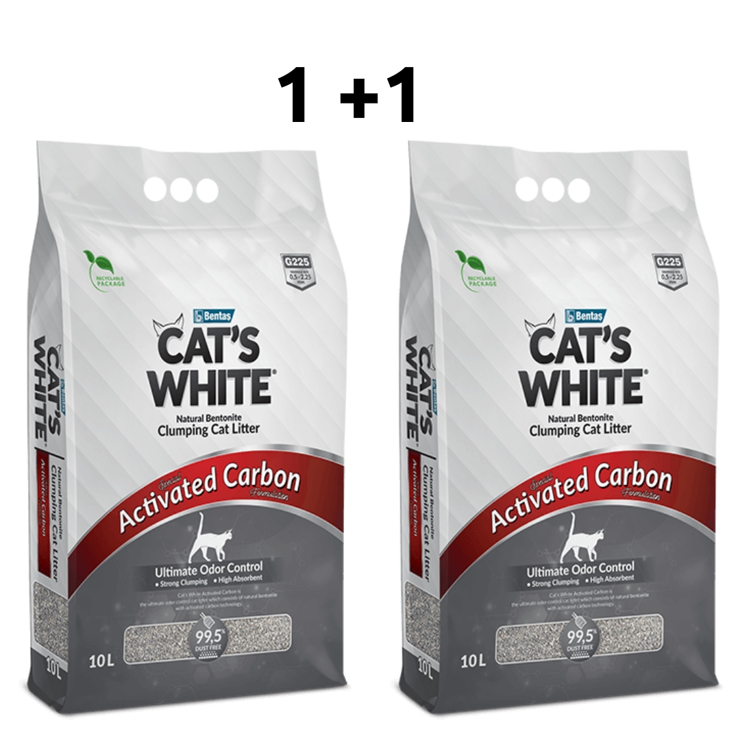 מבצע חול מתגבש לחתולים CAT'S WHITE בתוספת פחם פעיל 10+10 ליטר