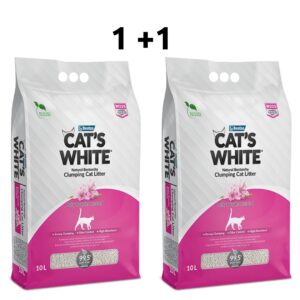 מבצע חול מתגבש לחתולים CAT'S WHITE בניחוח בייבי 10+10 ליטר